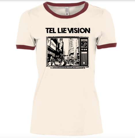 Tel Lie Vision (b/w) - Ladies Ringer Tee
