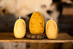 Vintage Carved Egg Floral Design Beeswax Candle
